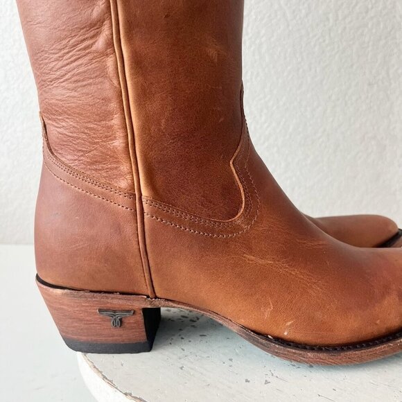 Lane PLAIN JANE Womens Cowboy Boots 11 Brown Leather Western Cowgirl Mid Calf - Picture 4 of 13